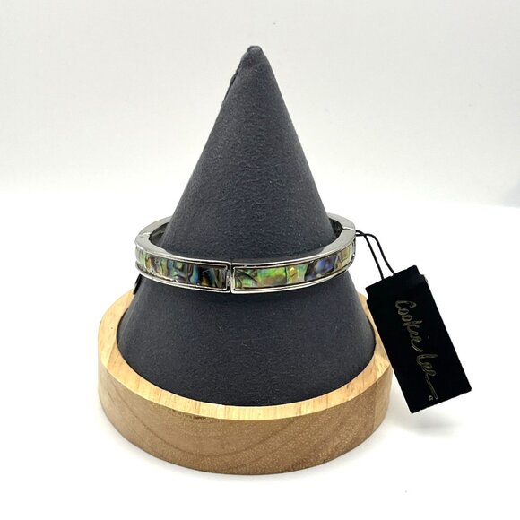 VTG Cookie Lee Abalone Shell &‎ Silver-Tone Stretch Bracelet NEW - Picture 8 of 8